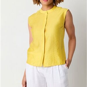 Sunny Spring Yellow Sleeveless Button Down Shirt